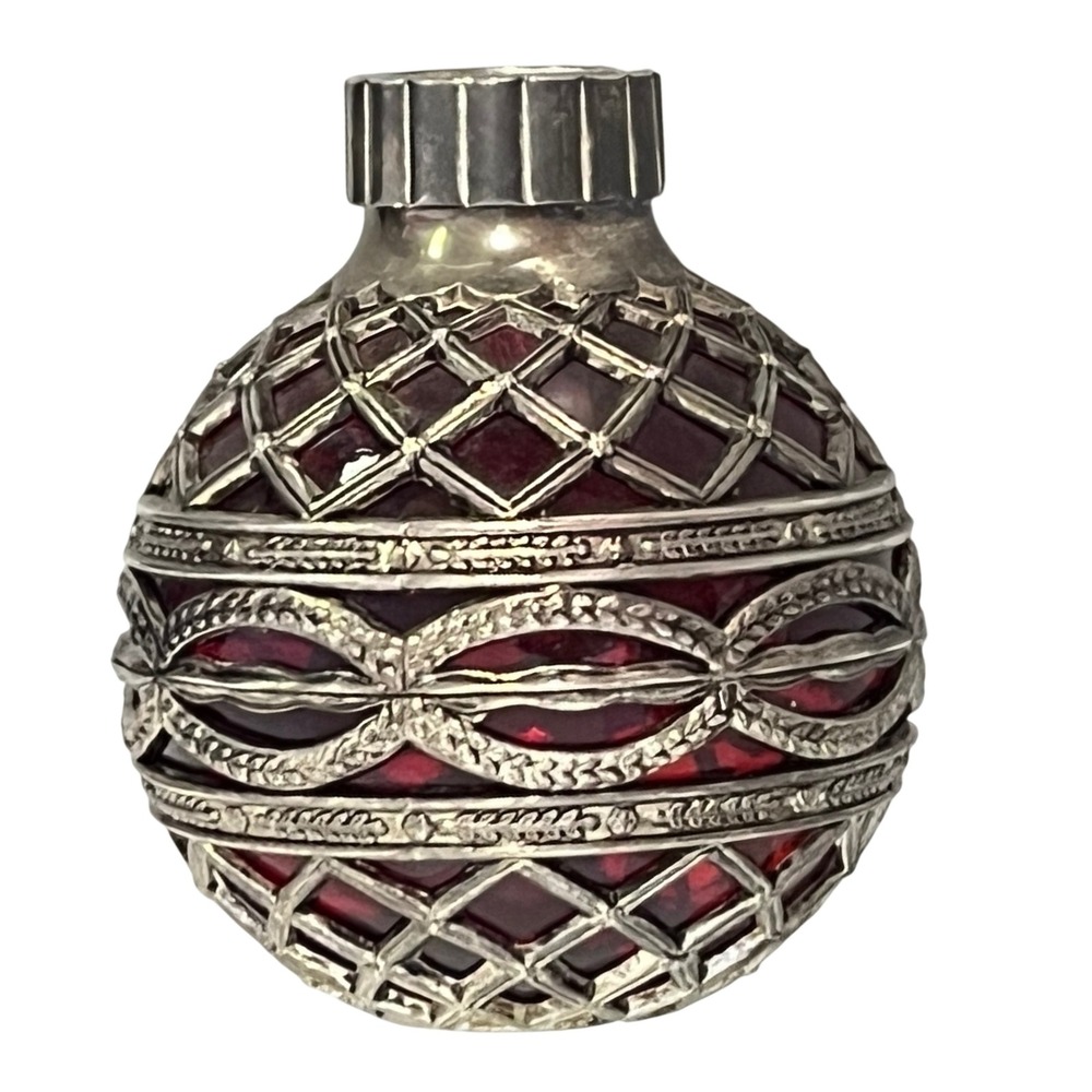 Vintage Godinger Glass Ball‎ w/ Silver Overlay Candle Holder Holiday Décor